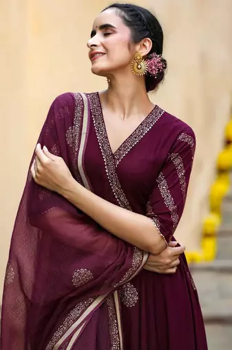 Women Ethnic Motifs Printed Empire Kurta with Trouser & With Dupatta