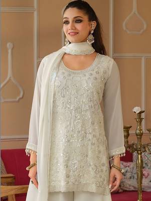 Women Ethnic Motifs Embroidered Regular Sequinned Kurta with Palazzos & With Dupatta 2