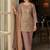Peach Embroidered Straight Kurta Trousers Dupatta Set
