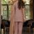 Peach Embroidered Straight Kurta Trousers Dupatta Set