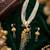 Traditional antique gold plated peacock kundan necklace set with pearl strands & green beads for wedding