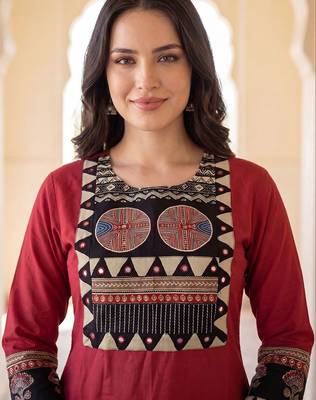Women Ethnic Motifs Embroidered Regular Mirror Work Pure Cotton Kurta with Trousers & With Dupatta 2