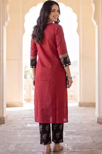 Women Ethnic Motifs Embroidered Regular Mirror Work Pure Cotton Kurta with Trousers & With Dupatta
