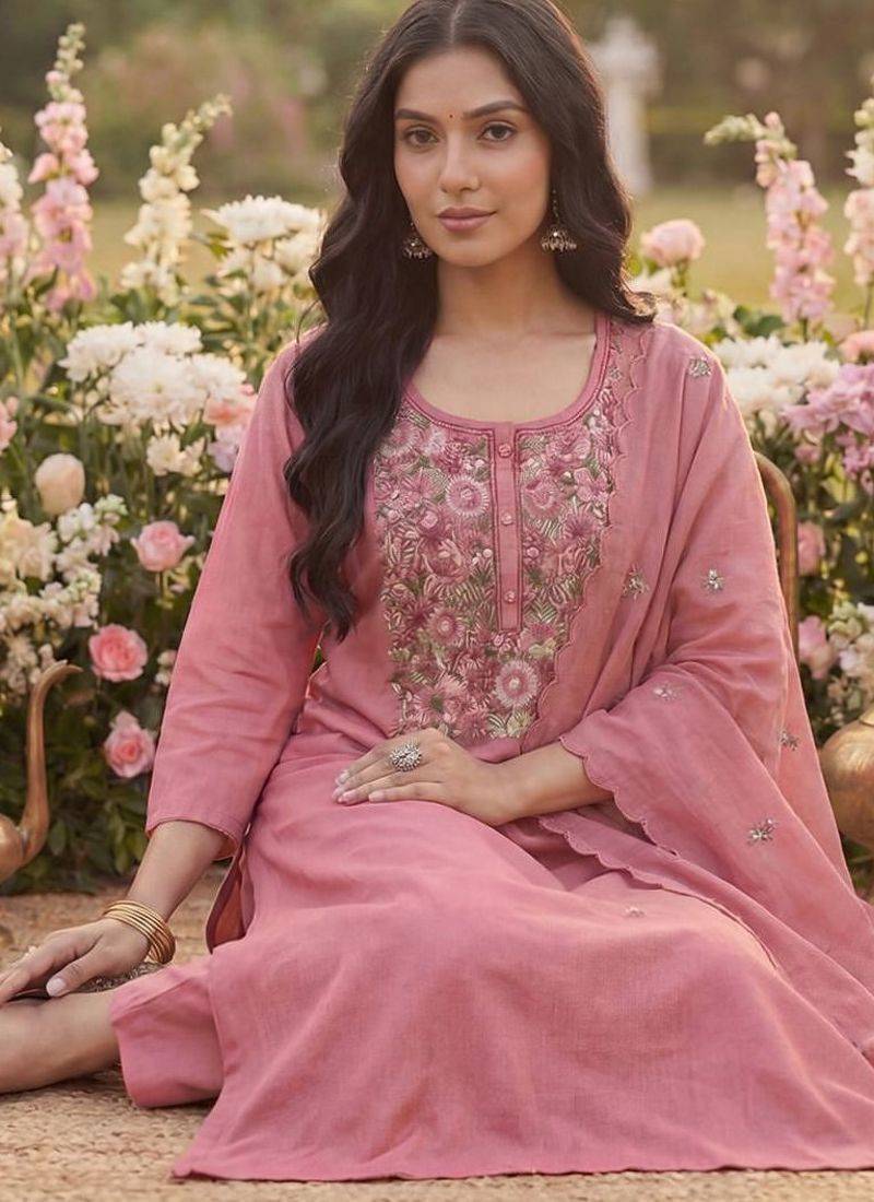 Women Ethnic Motifs Embroidered Regular Thread Work Kurta with Trousers & With Dupatta