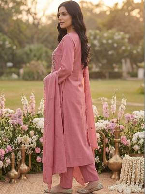 Women Ethnic Motifs Embroidered Regular Thread Work Kurta with Trousers & With Dupatta 7