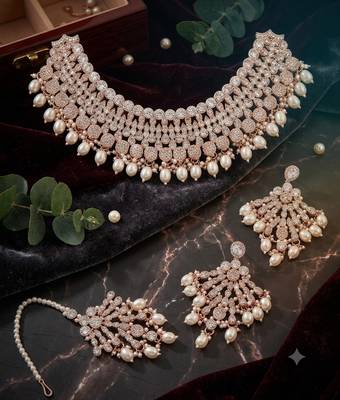 Kundan choker necklace set with earrings & maang tikka | indian bridal wedding & bollywood festival jewelry 1