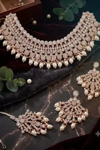 Kundan choker necklace set with earrings & maang tikka | indian bridal wedding & bollywood festival jewelry