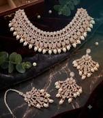Kundan choker necklace set with earrings & maang tikka | indian bridal wedding & bollywood festival jewelry