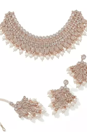 Kundan choker necklace set with earrings & maang tikka | indian bridal wedding & bollywood festival jewelry