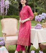 Women Ethnic Motifs Printed Regular Pure Cotton Kurta with Trousers