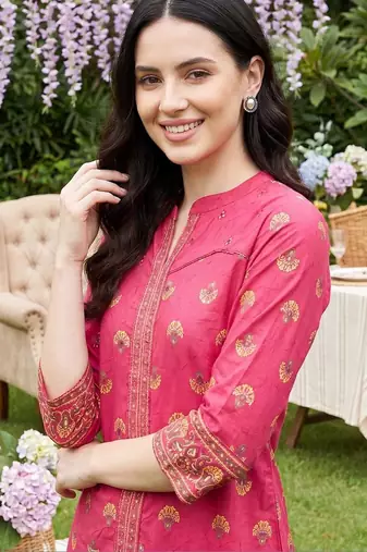Women Ethnic Motifs Printed Regular Pure Cotton Kurta with Trousers