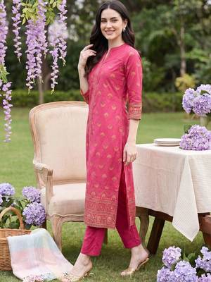 Women Ethnic Motifs Printed Regular Pure Cotton Kurta with Trousers 3