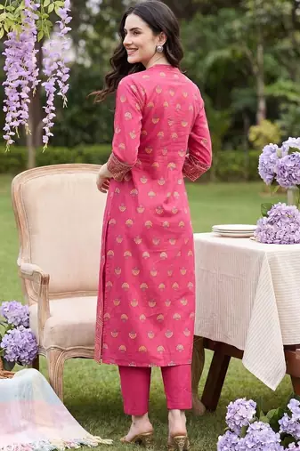 Women Ethnic Motifs Printed Regular Pure Cotton Kurta with Trousers
