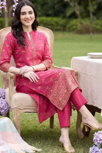 Women Ethnic Motifs Printed Regular Pure Cotton Kurta with Trousers