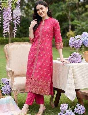 Women Ethnic Motifs Printed Regular Pure Cotton Kurta with Trousers 6