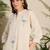 Adults-Women Woven Design Embroidered Cotton A-Line Kurta with Trousers