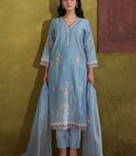 Women Floral Embroidered Regular Thread Work Kurta with Trousers & With Dupatta
