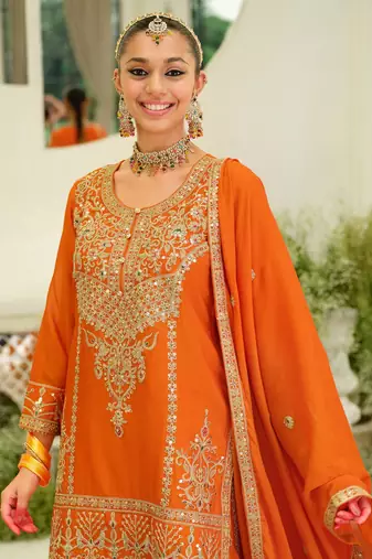 Women Ethnic Motifs Embroidered Kurta with Skirt & Dupatta