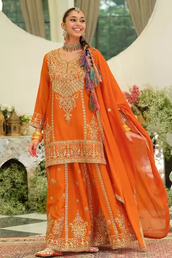 Women Ethnic Motifs Embroidered Kurta with Skirt & Dupatta