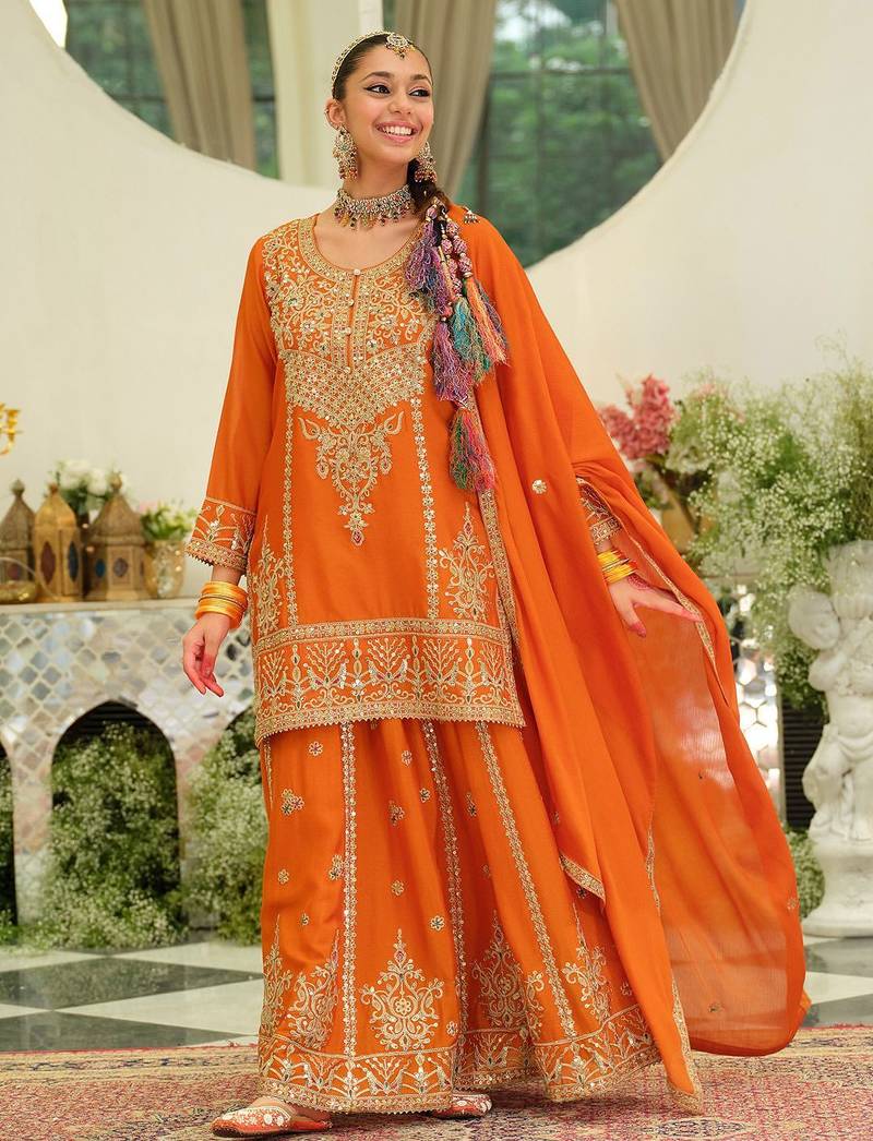 Women Ethnic Motifs Embroidered Kurta with Skirt & Dupatta