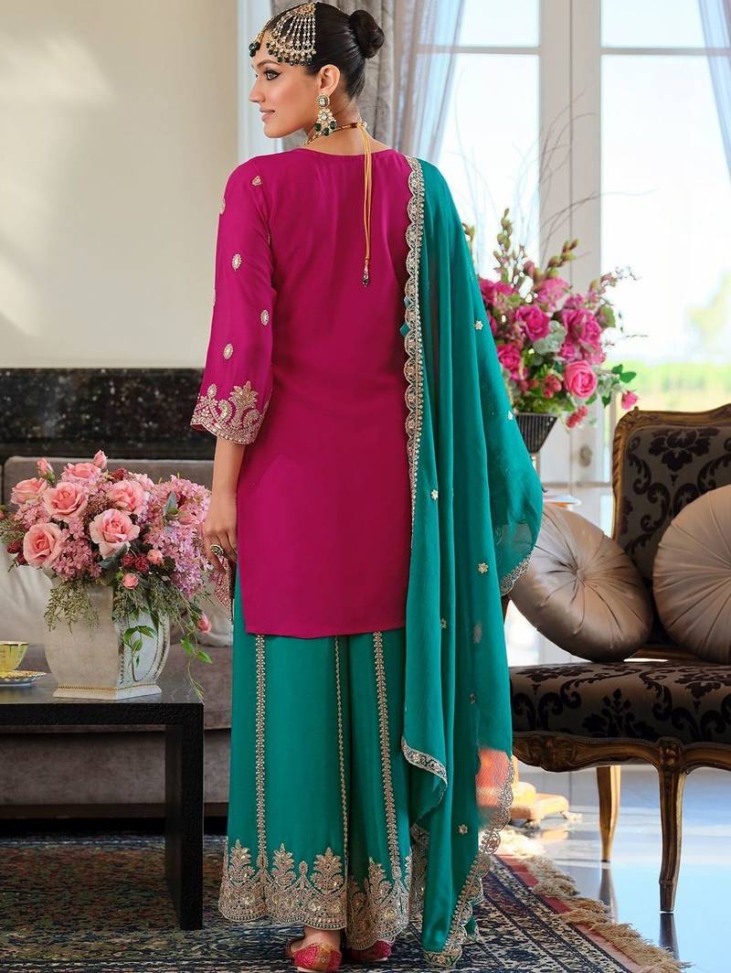Women Ethnic Motifs Embroidered Regular Mirror Work Kurta with Palazzos & With Dupatta
