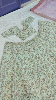 light olive sequins silk lehenga set 4