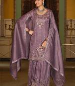 Women Paisley Embroidered Regular Beads and Stones Kurta with Palazzos & With Dupatta
