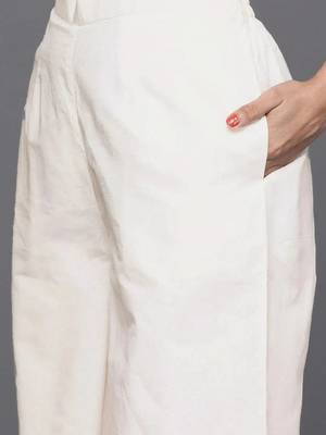 Floral Embroidered Thread Work  Cotton Kurta With Palazzos & Dupatta 4