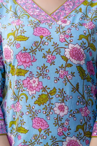 Women Floral Printed Regular Mirror Work Pure Cotton Kurta with Trousers & With Dupatta