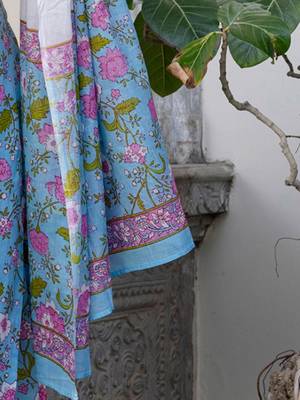 Women Floral Printed Regular Mirror Work Pure Cotton Kurta with Trousers & With Dupatta 7