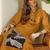 Women Mustard Embroidered A-Line Kurta Trousers Set