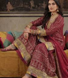 Women Ethnic Motifs Embroidered Regular Sequinned Kurta with Sharara & With Dupatta