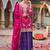 Floral Embroidered Sequinned Chinon Straight Kurta With Palazzos & Dupatta