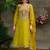 Floral Embroidered A-Line Round Neck Beads & Stones Kurta With Trousers & Dupatta