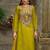 Floral Embroidered A-Line Round Neck Beads & Stones Kurta With Trousers & Dupatta