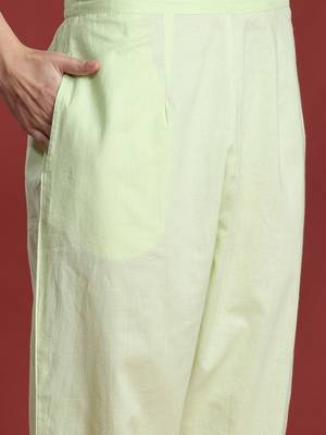 Floral Embroidered Panelled Thread Work Pure Cotton Kurta with Trousers & Dupatta 3