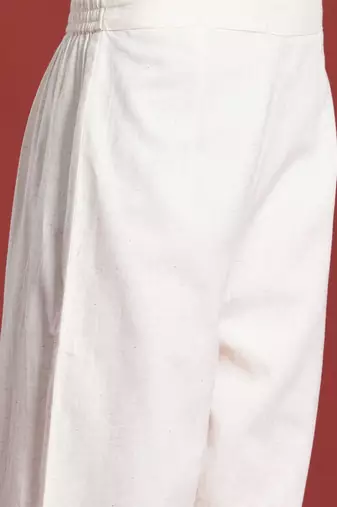 Floral Embroidered Thread Work Pure Cotton Kurta with Palazzos