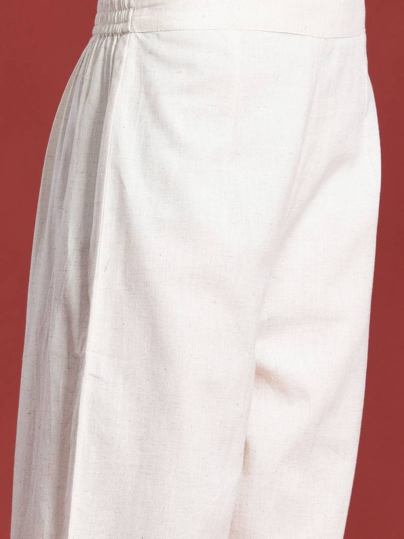 Floral Embroidered Thread Work Pure Cotton Kurta with Palazzos