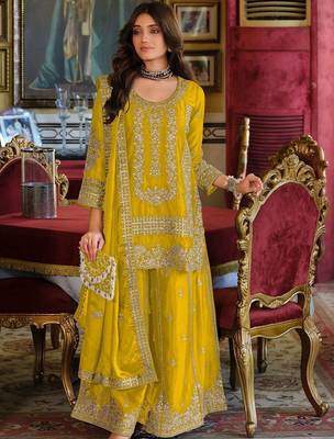 Women Ethnic Motifs Embroidered Kurta with Sharara & With Dupatta 1
