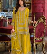 Women Ethnic Motifs Embroidered Kurta with Sharara & With Dupatta
