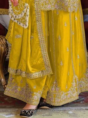 Women Ethnic Motifs Embroidered Kurta with Sharara & With Dupatta 5
