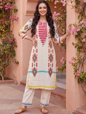 Women Printed Regular Pure Cotton Kurta with Trousers 6
