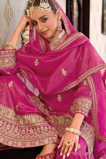 Women Ethnic Motifs Embroidered Mirror Work Kurta with Palazzos & With Dupatta