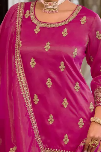 Women Ethnic Motifs Embroidered Mirror Work Kurta with Palazzos & With Dupatta