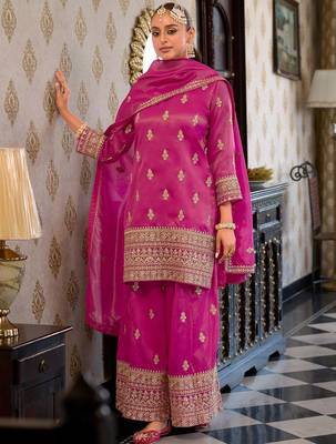 Women Ethnic Motifs Embroidered Mirror Work Kurta with Palazzos & With Dupatta 4