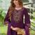 Floral Yoke Design Tie-Up Neck Thread Work A-Line Kurta & Trousers With Dupatta