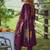 Floral Yoke Design Tie-Up Neck Thread Work A-Line Kurta & Trousers With Dupatta