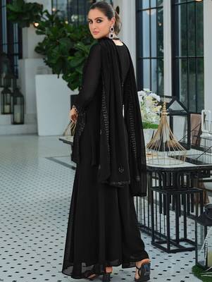 Women Ethnic Motifs Embroidered Regular Sequinned Kurta with Palazzos & With Dupatta 5