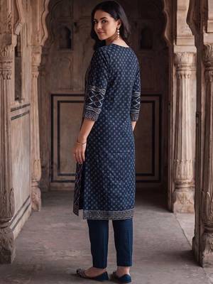 Women Ethnic Motifs Printed Regular Pure Cotton Kurta with Trousers & With Dupatta 3