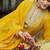 Floral Embroidered V-Neck Zari Organza Kurta With Trousers And Dupatta